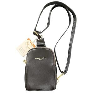 INICAT Cross Body Bag Vegan Leather Bag with Gold Accents